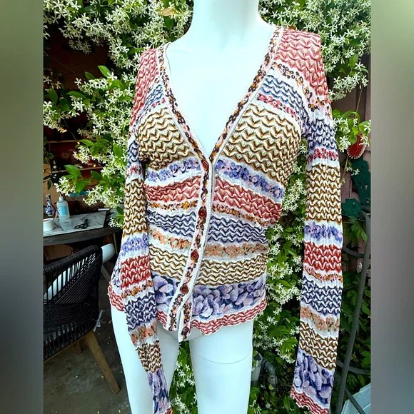 Missoni light weight cotton blend multi colored cardigan - Picture 2 of 11